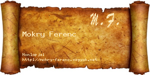 Mokry Ferenc névjegykártya
